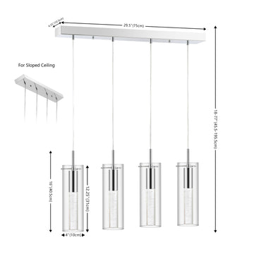 Mium Modern Style Iron/Crystal/Glass Integrated LED Linear Pendant - JONATHAN Y
